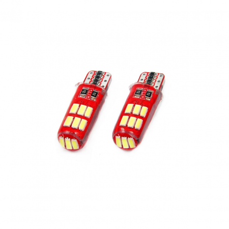 Iluminat Auto - Set becuri auto cu LED CANBUS T10e W5W 12 SMD SILCA Alb 12V