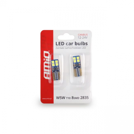 Set becuri auto cu LED CANBUS T10e W5W 8 SMD Alb 12-24V [2]