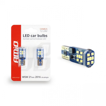 Set becuri auto cu LED CANBUS UltraBright T10 W5W 21 SMD Alb 12V/24V [2]