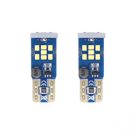 Iluminat Auto - Set becuri auto cu LED CANBUS UltraBright T10 W5W 21 SMD Alb 12V/24V
