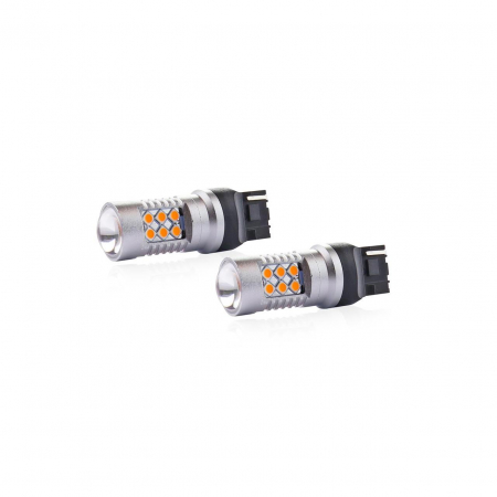 Becuri LED - Set becuri auto cu LED CANBUS W21W T20 24 SMD 6.2W Orange 12/24V