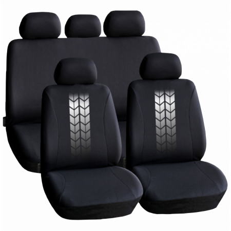 Accesorii Interior - Set huse scaun auto ieftine, Universale 9 piese, model TIRE TRACKS