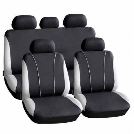 Accesorii Interior - Set huse scaun auto ieftine, Universale 9 piese, model V-Style - GRI