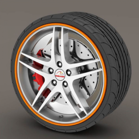 Accesorii Roti Auto - Set protectie jante, calitate Premium, 4 inele din plastic, culoare ORANGE