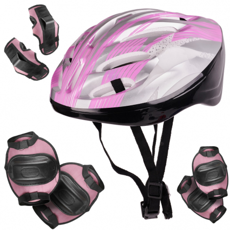 Accesorii Biciclete - Set Protectie pentru copii, 7 piese, model BIKE, culoare Roz