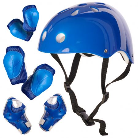 Accesorii Moto - Set Protectie pentru copii, 7 piese, model SKATEBOARD, culoarea Albastra