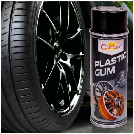 Intretinere exterior auto - Spray Vopsea Cauciucata pentru Jante, culoare Neagra, 400ml, Champion Color