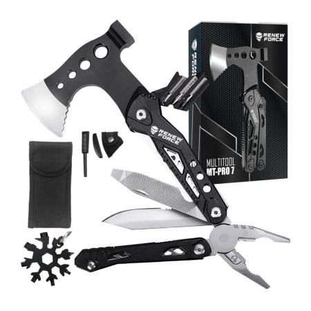 Produse - Unealta de supravietuire 17-in-1, model "Black Axe Multi-tool" pentru camping, calatorii, offroad, ATV, SSV