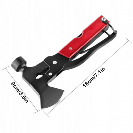 Produse noi - Unealta de supravietuire 17-in-1, model "Red Axe Multi-tool" pentru camping, calatorii, offroad, ATV, SSV, model