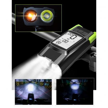 Produse noi - Vitezometru Digital cu lampa Fata + Spate si Claxon, waterproof, pentru bicicleta