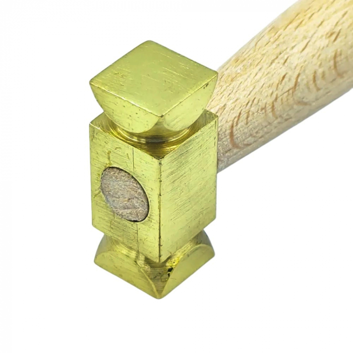 Ciocan cu cap din alama patrat si maner din lemn [5]