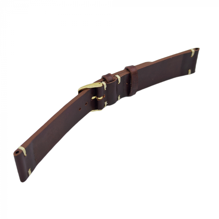 Curea ceas piele artizanat, HandMade, maro, 18-24mm [4]