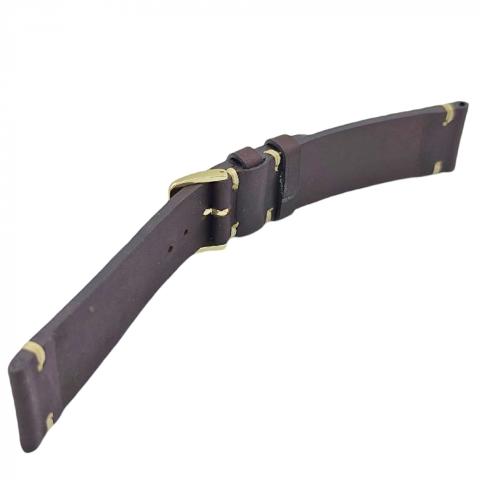 Curea ceas piele artizanat, HandMade, maro inchis, 18-24mm [7]