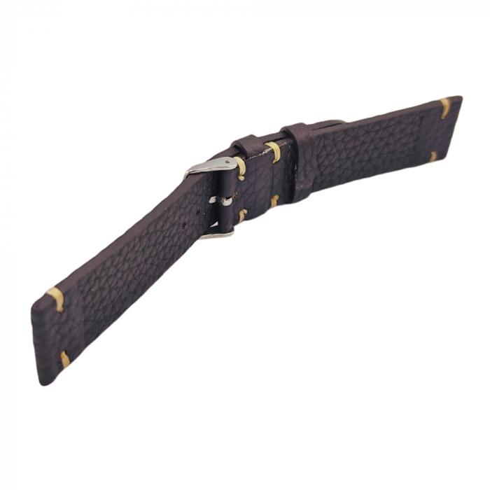 Curea ceas piele naturala maro inchis HandMade, 18-24mm [7]