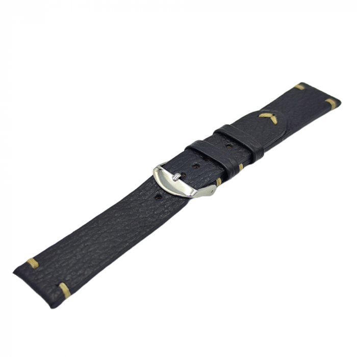 Curea ceas piele naturala neagra HandMade, 18-24mm [3]
