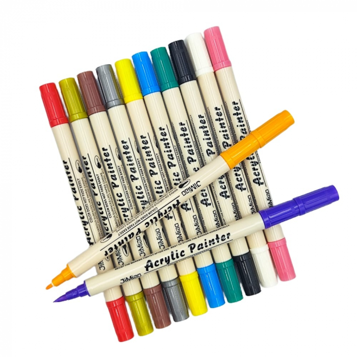 Marker vopsea acrilica, doua capete, set de 12 [2]