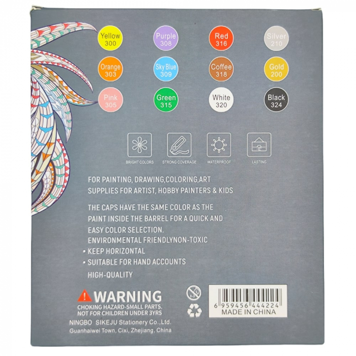 Marker vopsea acrilica, doua capete, set de 12 [5]