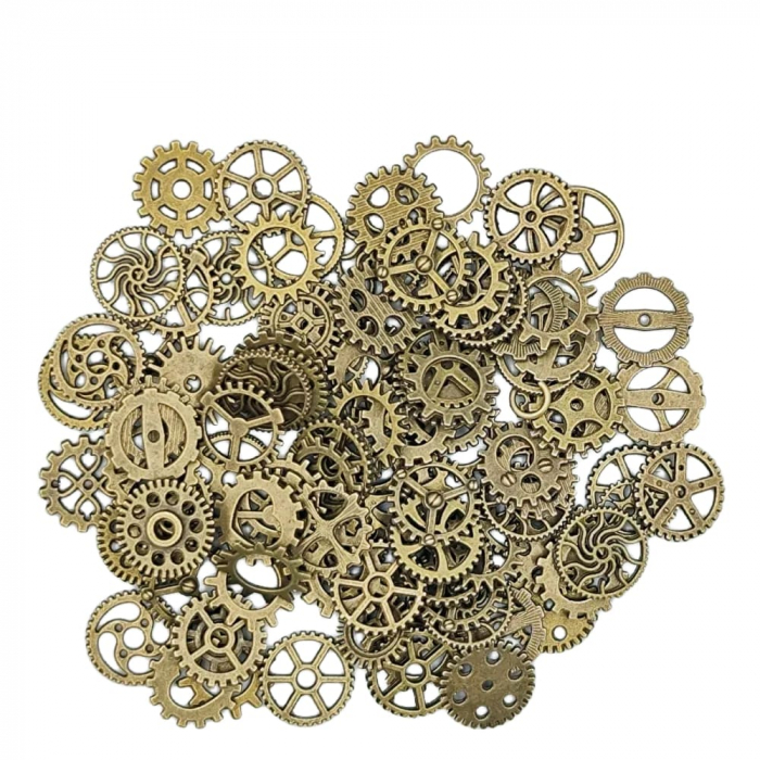 Set 100 bucati mix rotite bronz pentru lucrari steampunk [2]