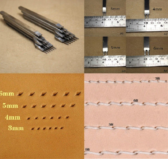Set 4 perforatoare cusatura 3mm pentru pielarie, negru [4]