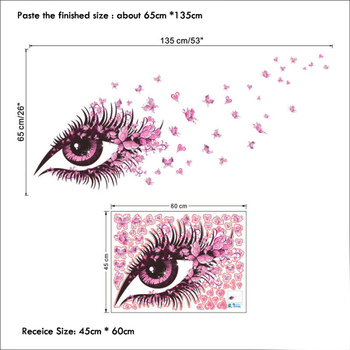 Sticker decorativ perete ochi roz [2]