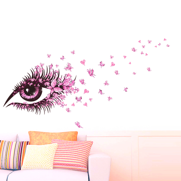 Sticker decorativ perete ochi roz [1]