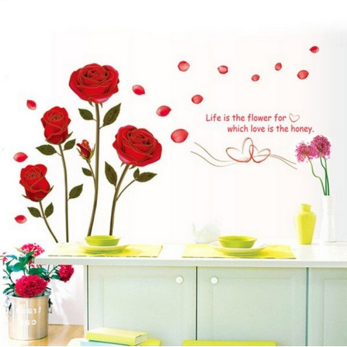 Sticker decorativ perete trandafiri, 120cm/75cm [3]