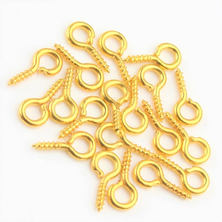 Accesorii Bijuterii - Set 100, agatatoare rotunda cu surub, auriu 8mm