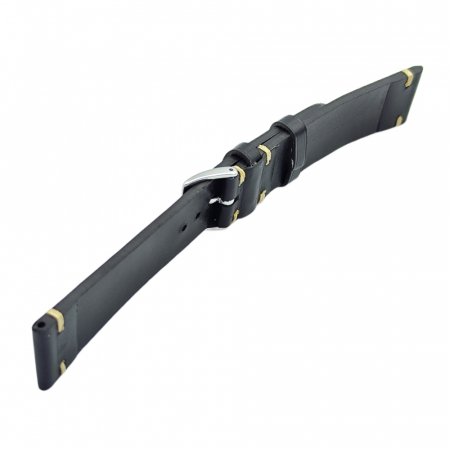 Curea ceas piele artizanat, HandMade, neagra, 18-24mm [3]