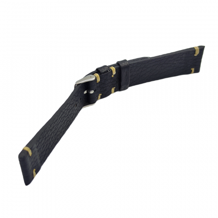 Curea ceas piele naturala neagra HandMade, 18-24mm [3]
