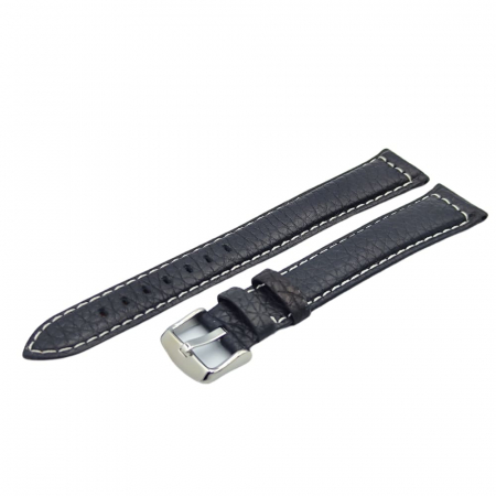 Curea ceas piele naturala XXL neagra cusatura alba [1]