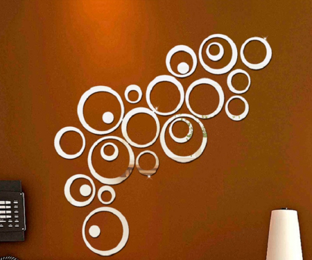 Decoratiune perete cercuri 3D argintiu [1]