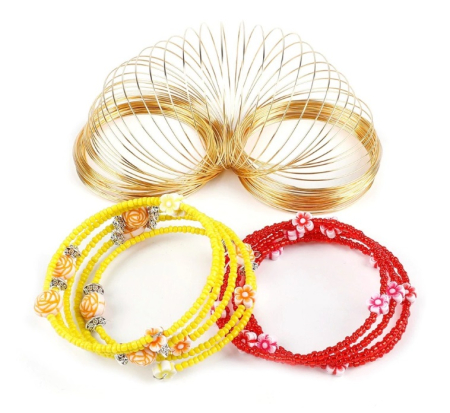 Accesorii Bijuterii - Fir otel 100 cercuri pentru confectionat bratari, auriu