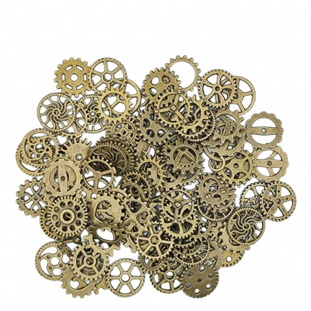 Set 100 bucati mix rotite bronz pentru lucrari steampunk [1]