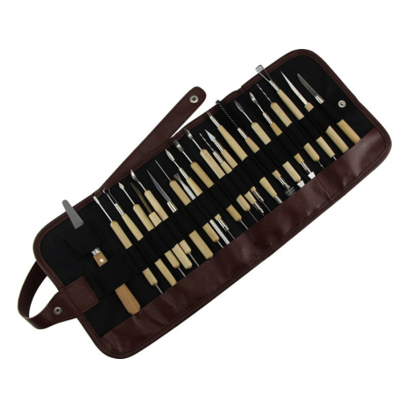 Sculptura si Desen - Set 22 unelte modelaj in lut cu etui