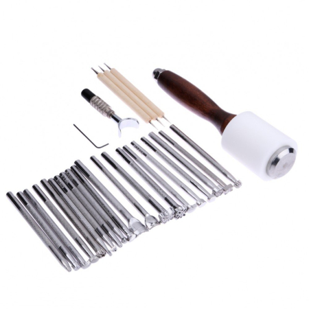 Truse Scule Pielarie - Set 25 piese pentru imprimare si sculptura piele