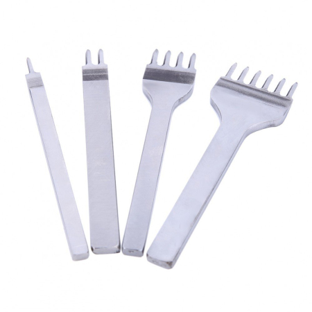 Dalti Perforatoare - Set 4 perforatoare cusatura 4mm pentru pielarie, argintiu
