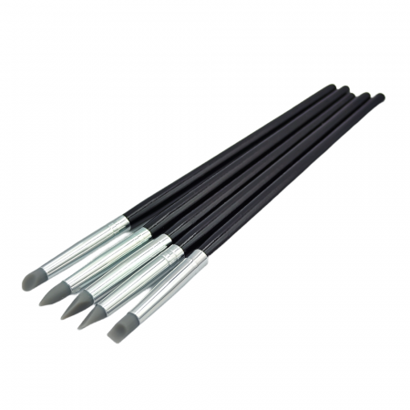 Sculptura si Desen - Set 5 pensule cap silicon pentru modelaj 5mm