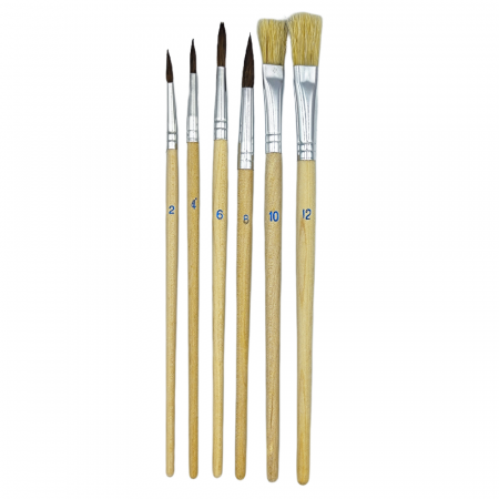 Sculptura si Desen - Set 6 pensule cu par natural ponei