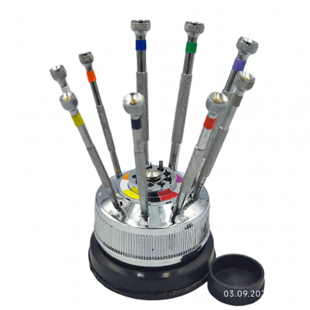 Set 9 surubelnite ceasornicarie cu stand rotativ [1]