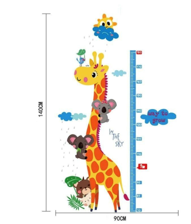 Casa si Gradina - Sticker decorativ perete "Girafa cu prieteni", 180cm