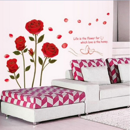 Sticker decorativ perete trandafiri, 120cm/75cm [1]