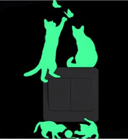 Casa si Gradina - Sticker fosforescent pentru intrerupator, pisicute jucause