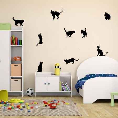 Decoratiuni Casa - Sticker perete 9 pisicute negre