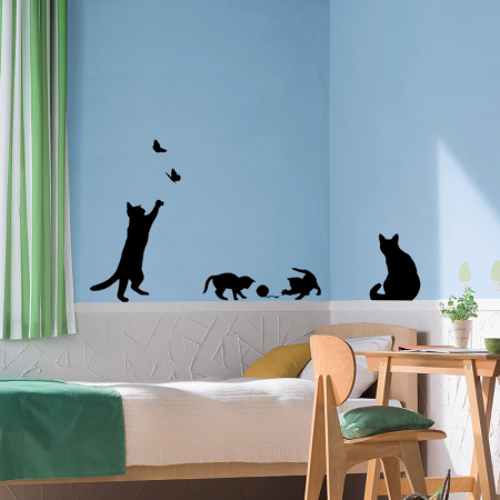 Decoratiuni Casa - Sticker perete pisicute fluturasi