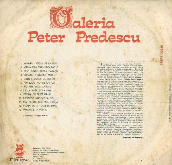 Valeria Peter Predescu - Mîndru-i Jocul Pe La Noi	 (Disc Vinil) [1]