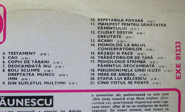 Adrian Păunescu - Poezii De Adrian Păunescu, Recitate De El Însuși (Disc Vinil) [1]