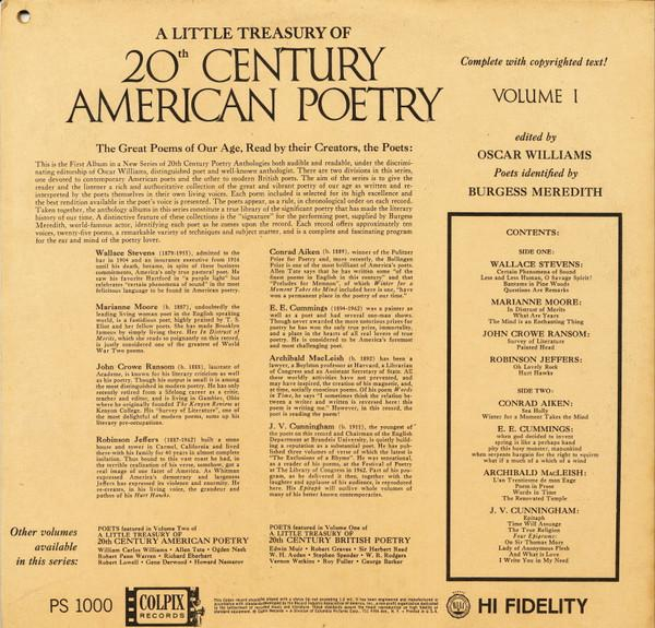 A Little Treasury Of 20th Century American Poetry Volume 1 [2]