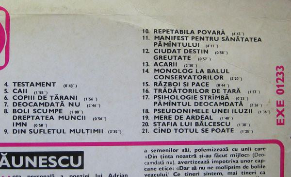 Adrian Păunescu - Poezii De Adrian Păunescu, Recitate De El Însuși (Disc Vinil) [2]