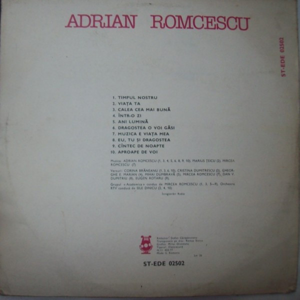 Adrian Romcescu – Dragostea, O Voi Găsi (VINIL) [2]