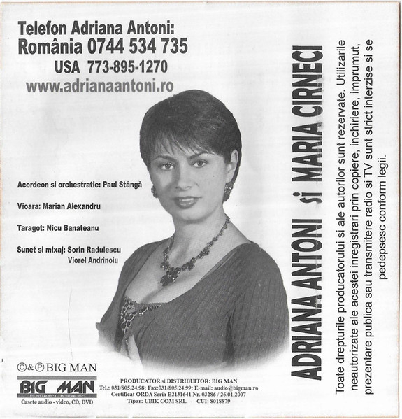 Adriana Antoni - Adriana Și Maria Cântă (Caseta Audio) [2]